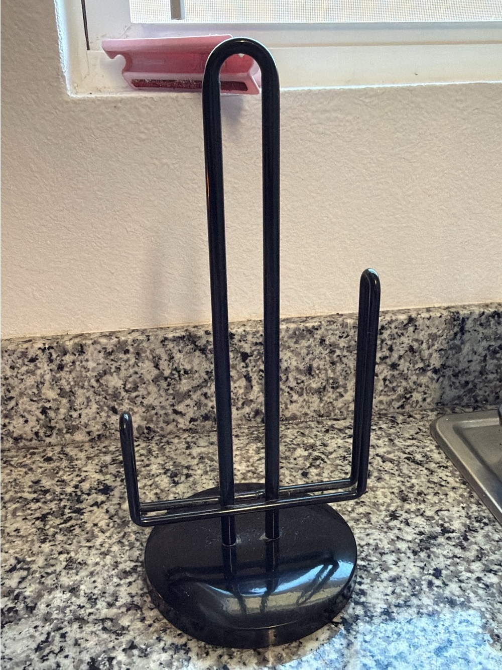 Black Metal Paper Towel and Bag Holder Stand
